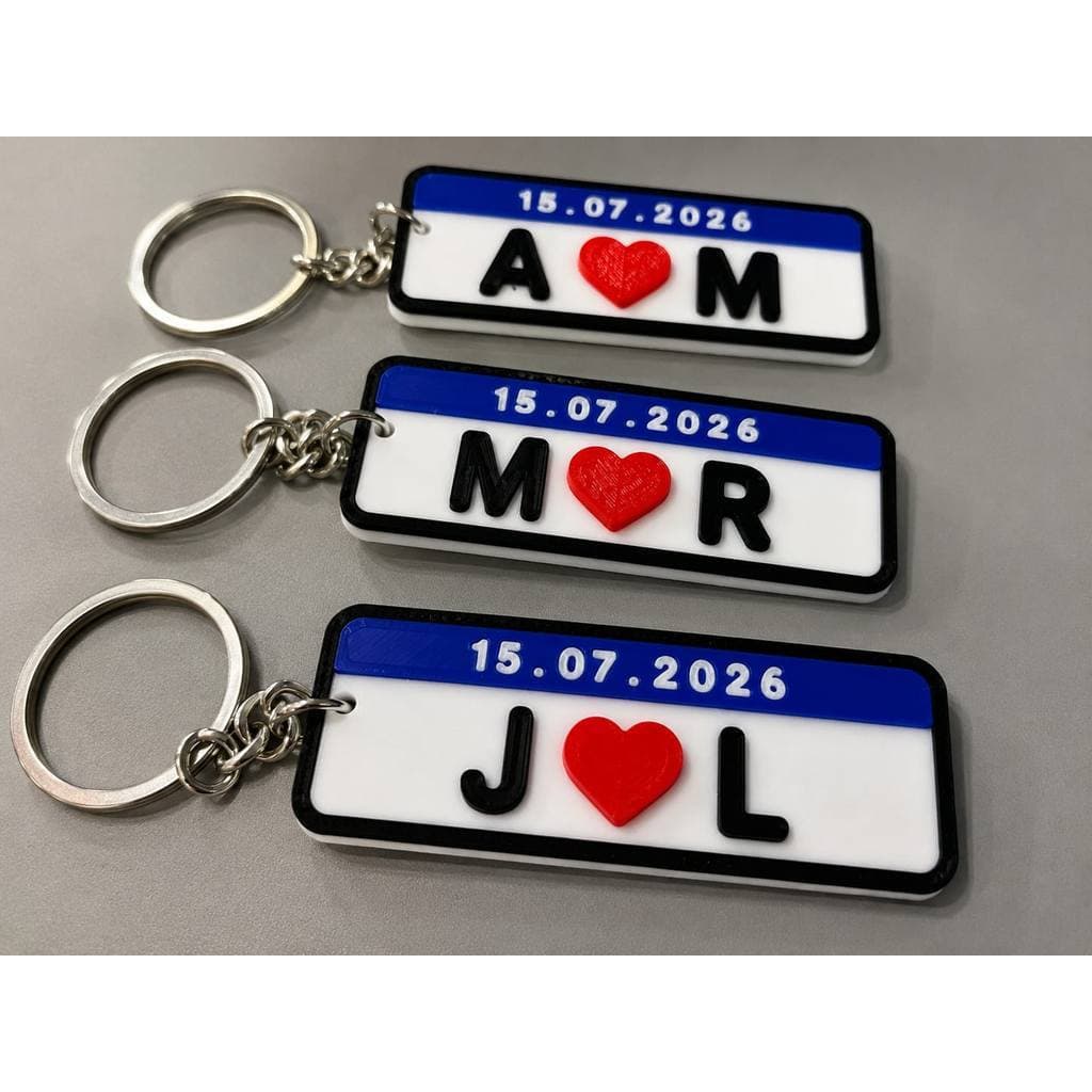 Kit Chaveiros Personalizados 3D Nome Data Iniciais para Lembrancinha de Casamento e Festa