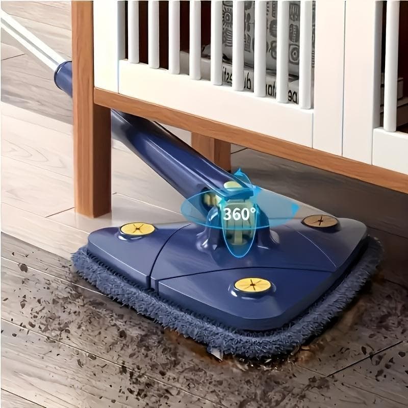 Mopa Triangular Rotativa 360 Graus, cabo longo sem mãos. Uso duplo seco e úmido, ideal para piso, parede, teto e vidro.