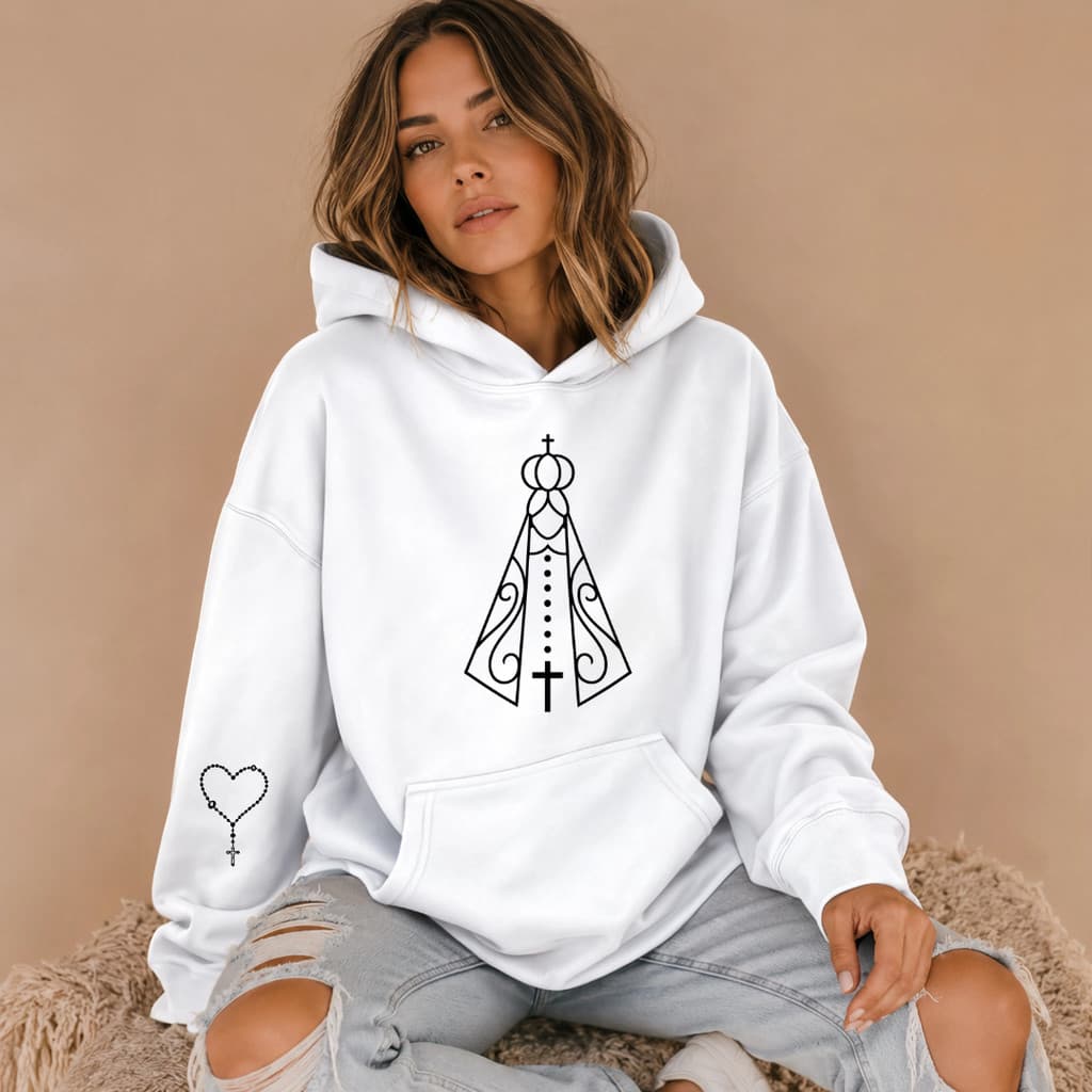 Moletom Com Capuz Nossa Senhora Aparecida Minimalista