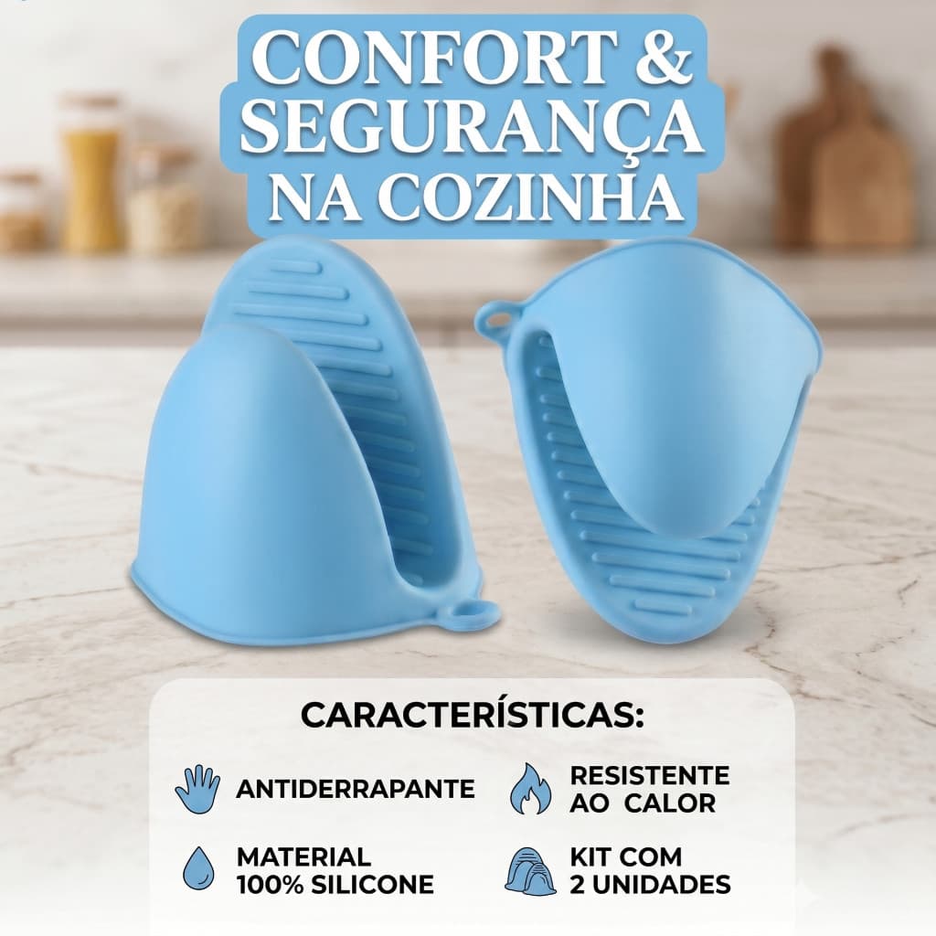 Kit 2 Pegadores de Panela em Silicone Antiantisséptico e Antiquimico – Luva Térmica Dedinho