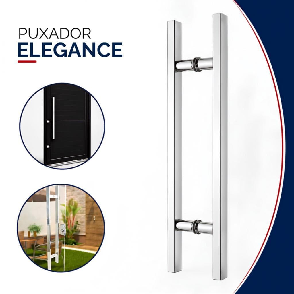 Puxador Inox Barra Chata  p/ Porta De Madeira/Vidro e Metalon Duplo Pivotante Fácil Instalação