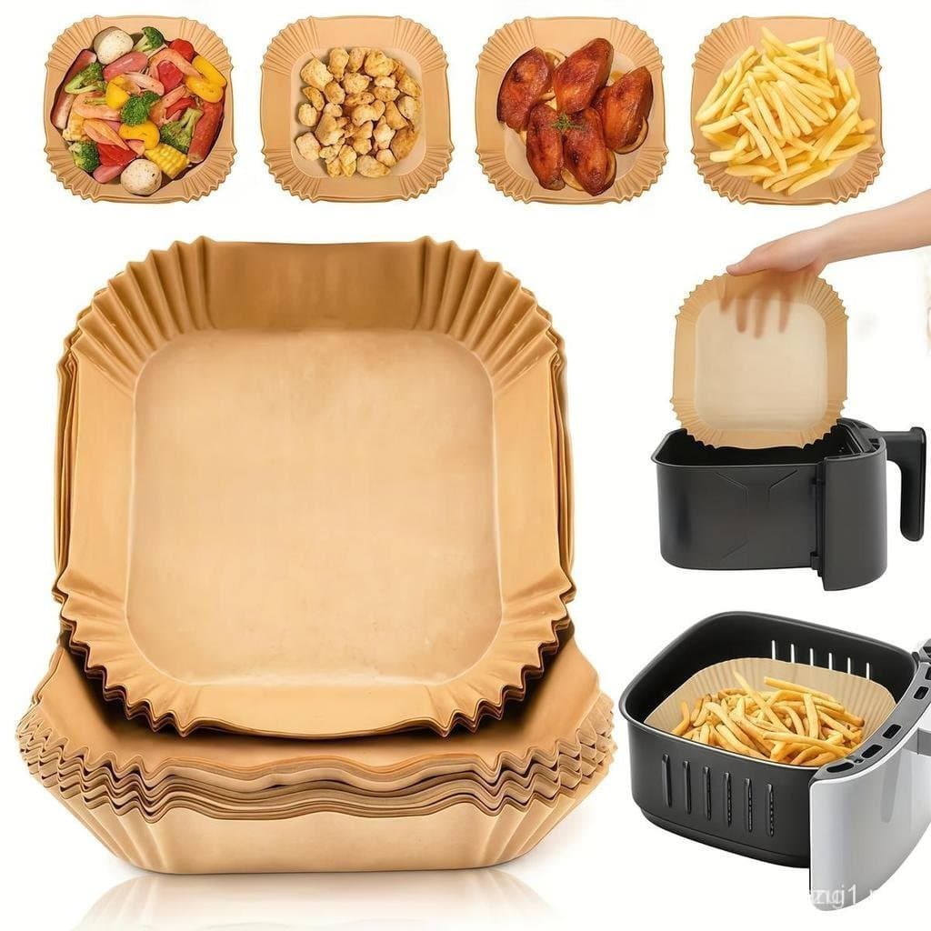 Forros de Papel para Air Fryer, 100 Unidades de Papel Pergaminho, Forros Descartáveis para Air Fryer e Micro-ondas, Forr