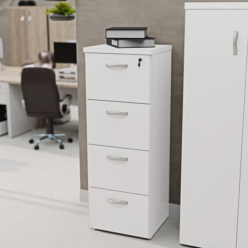 Gaveteiro Arquivo Escritório 4 Gavetas Pasta Suspensa Branco Branco