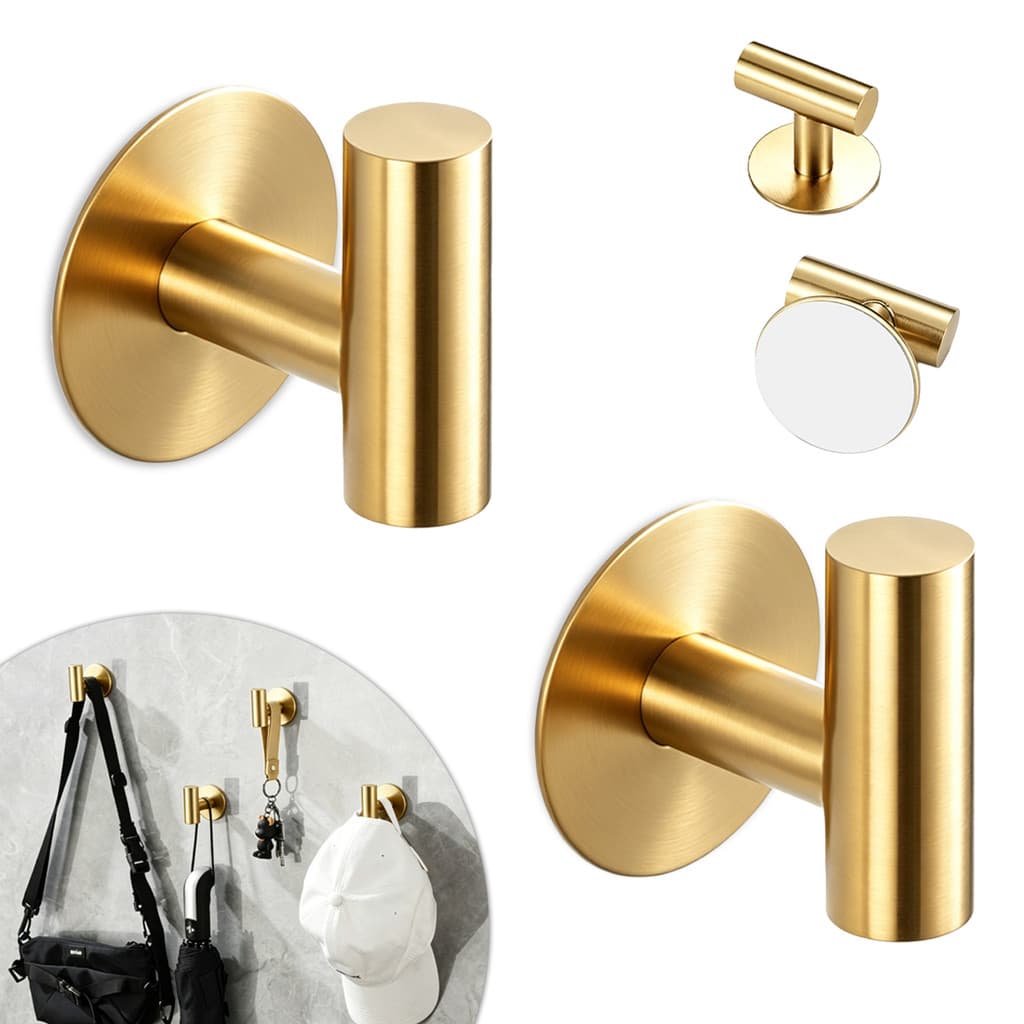 Kit 2 Gancho Banheiro Inox 304 Cabide Parede Toalha Multiuso Aço Suporte Resistente