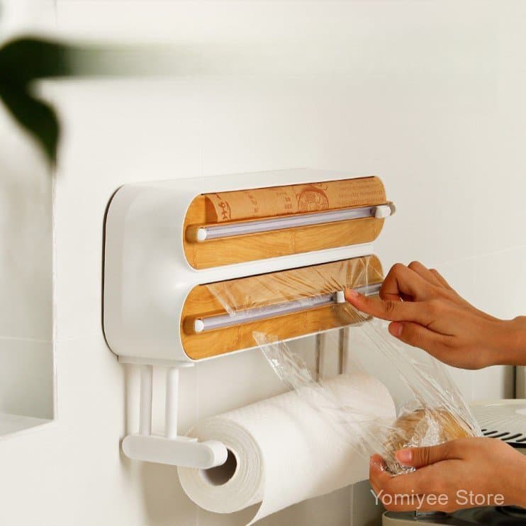 Cortador de filme plástico, magnético, montado na parede, para papel de forno e papel alumínio, sem rasgos, de qualidade
