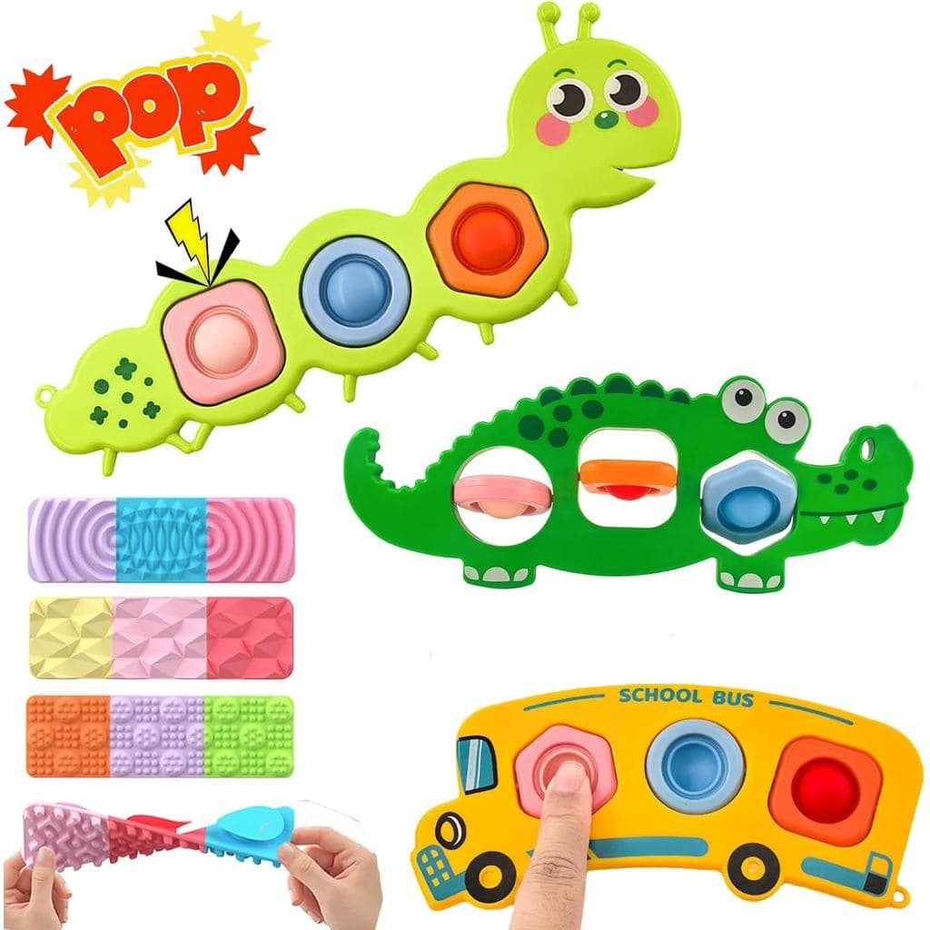 7 Peças de Brinquedos Sensoriais Fidget Popper para Viagens de Avião, Atividades em Carro para Crianças Pequenas, Brinqu