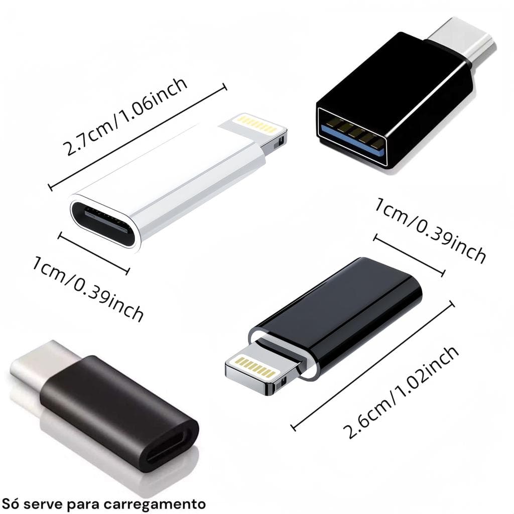 Adaptador Bidirecional Tipo-C e Lightning Conversor USB Carregamento e Transmissão de Dados Portátil Pequeno e Leve