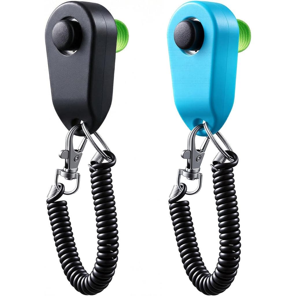 Clicker para Cães/Gatos/Cavalos/Aves ou Outros Animais - Clickers de Dedo para Treinamento (Preto+Azul)