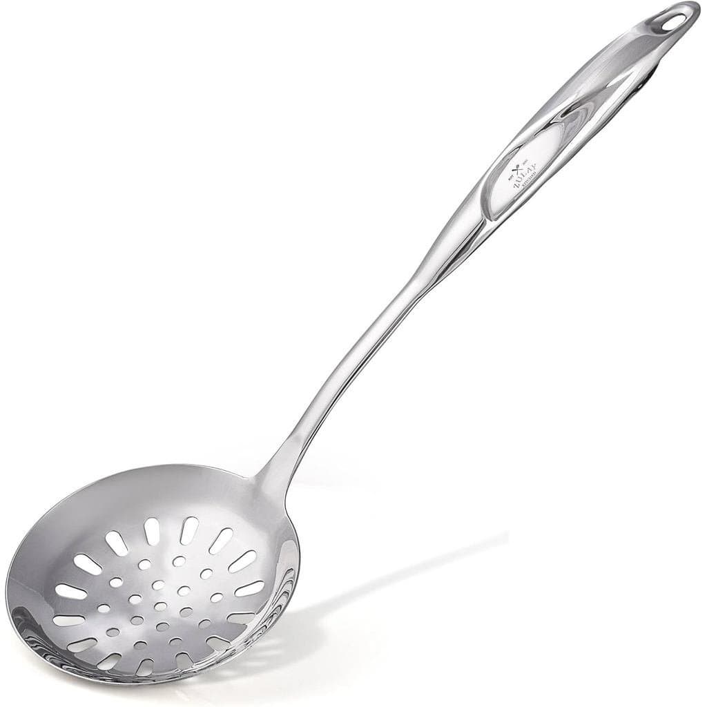 Colher Perfurada de Aço Inoxidável Zulay Kitchen - Colher Grande de 14,5” para Escorrer e Servir - Resistente ao Calor,