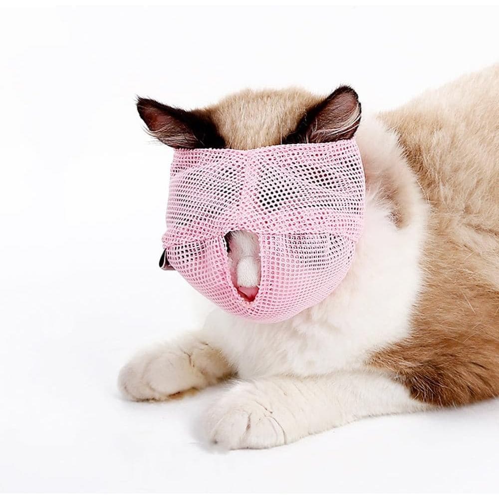 Focinheiras - Focinheiras de Malha Respirável que Impedem os Gatos de Morder e Mastigar - Anti-Mordida e Anti-Miau (Rosa