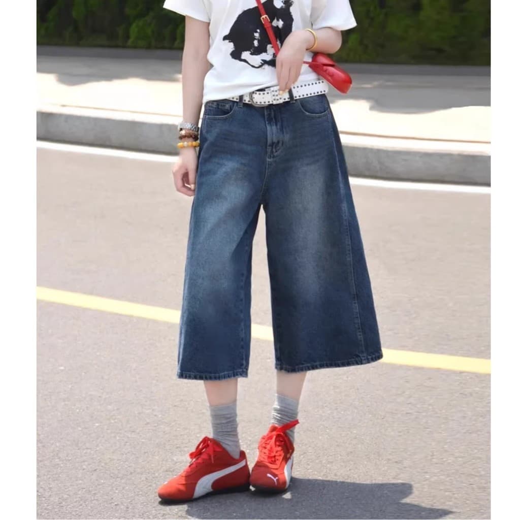 Americano Retro recortado Jeans feminino 2026 novo estilo cintura alta mais magro olhar solto pequeno angustiado calças