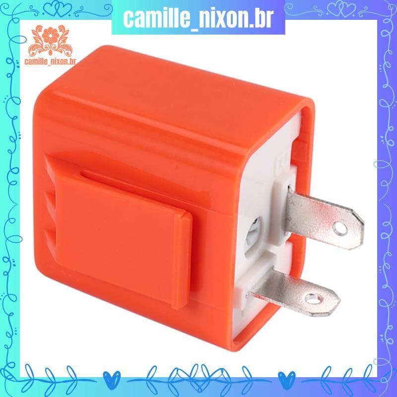 [camille_nixon.br] Relé Pisca-Indicador De Mudança De Direção LED Ajustável De Velocidade De Motocicleta De 2 Pinos 12V