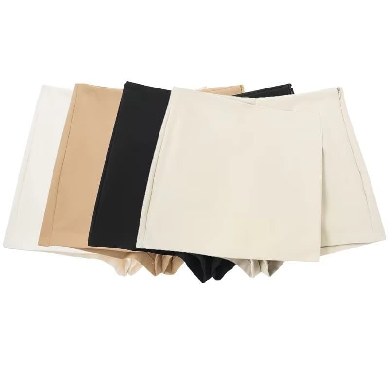 Shorts Feminino 2026 Preto Branco Mini Femininos Cintura Alta Micro Casual Assimétrico