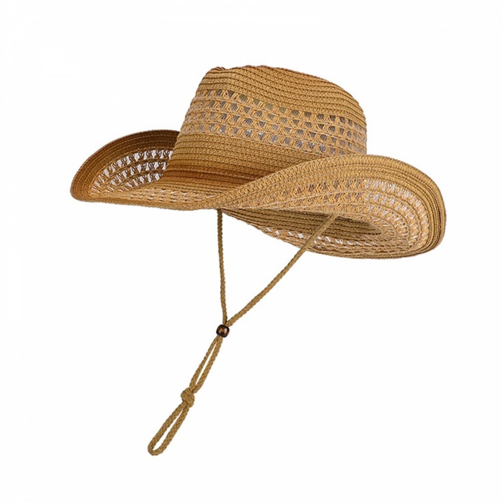 Chapéu De Sol De Palha Unissex De 1 Peça , Cowboy Respirável Estilo Ocidental Praia Moderno E Oco Com Aba Larga , Leve ,