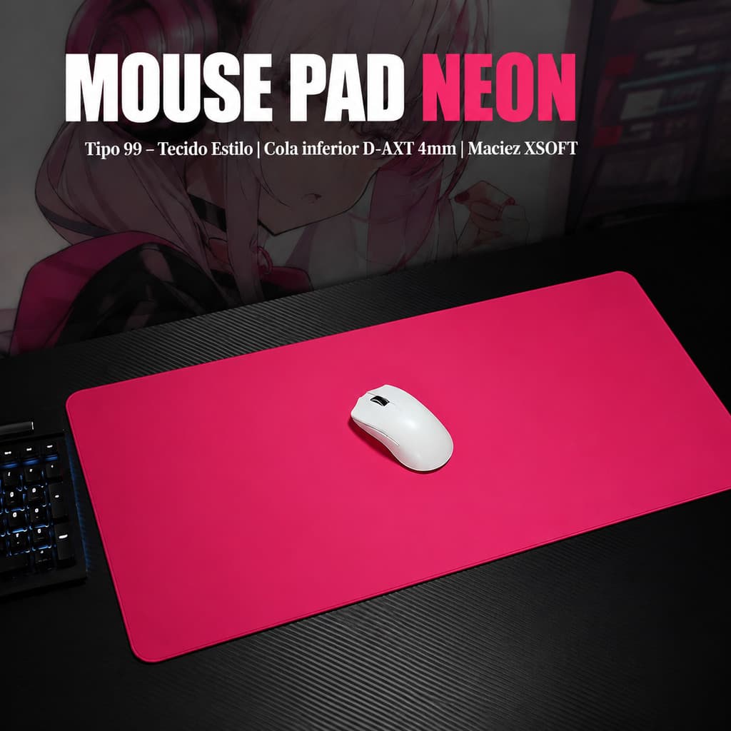 Mouse Pad Gamer Profissional Neon Criativo, Tapete de Mesa Antiderrapante Premium em Cores Naturais