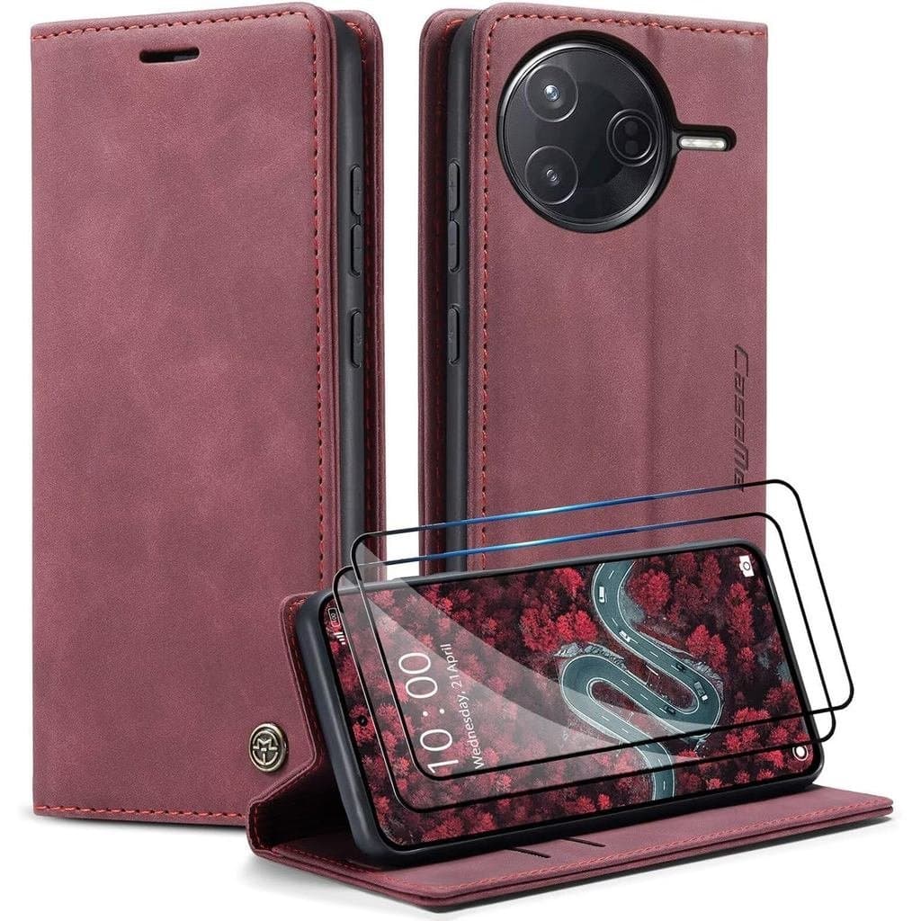 Capa para Celular para Poco F7 Pro/Poco F7 Ultra [Com 2 Peças de Proteção de Vidro Temperado] [Couro PU Premium] [Com Sl