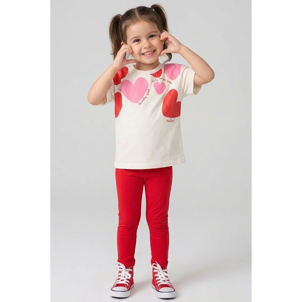 Conjunto Bem Vestir Infantil Menina Corações Legging