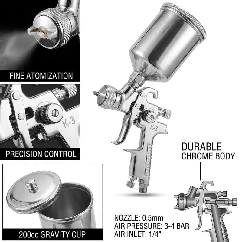 Mini Pistola Pneumática De 125ml Com Bico De 0.5 Mm Para Reparo De Pintura De Carro Aplicador De Revestimento Sem Ar