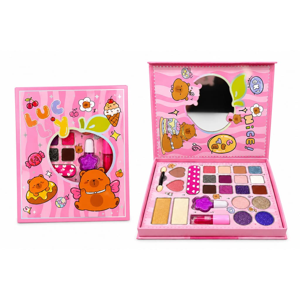 Kit Maleta Maquiagem Infantil Conjunto De Acessórios Completa Menina Gloss