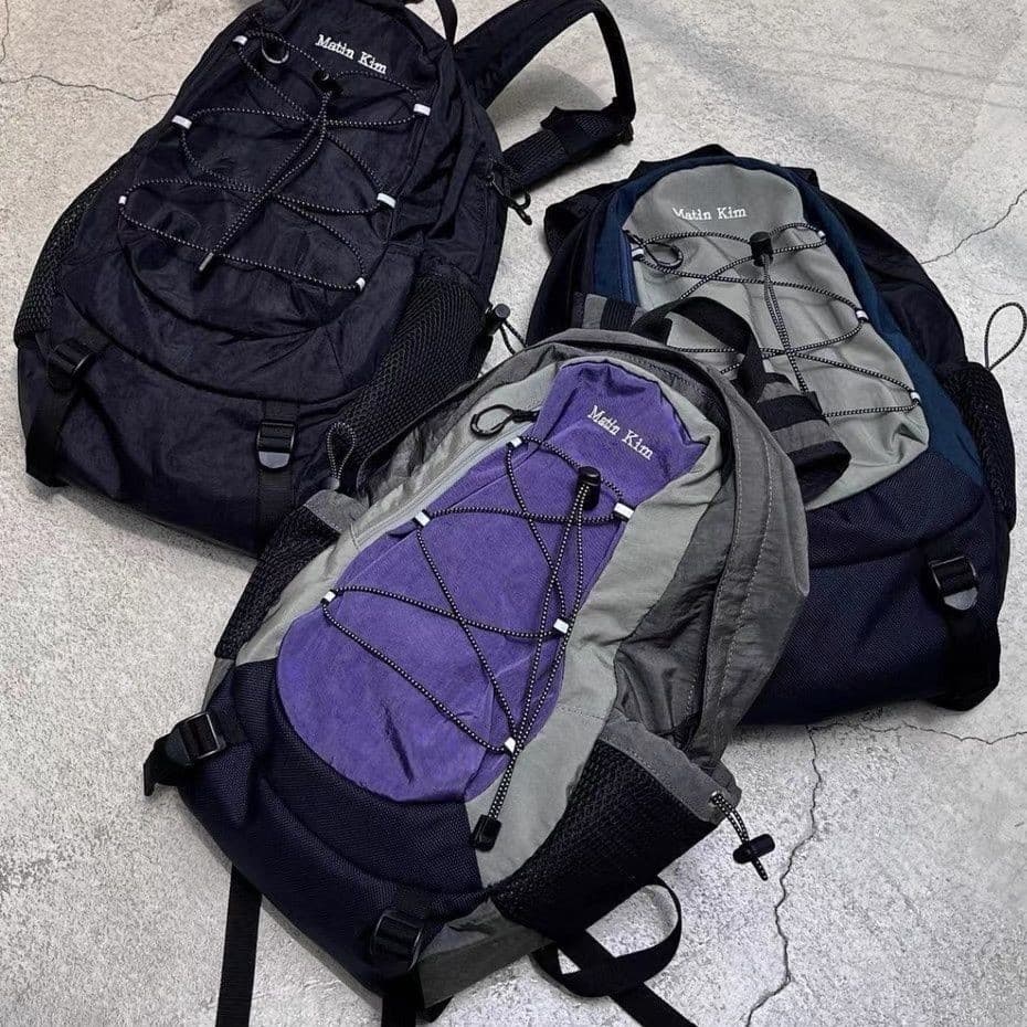 [SJB] Mochila coreana com cordão retrô esportiva Casual combinando com cores, mochila leve de grande capacidade