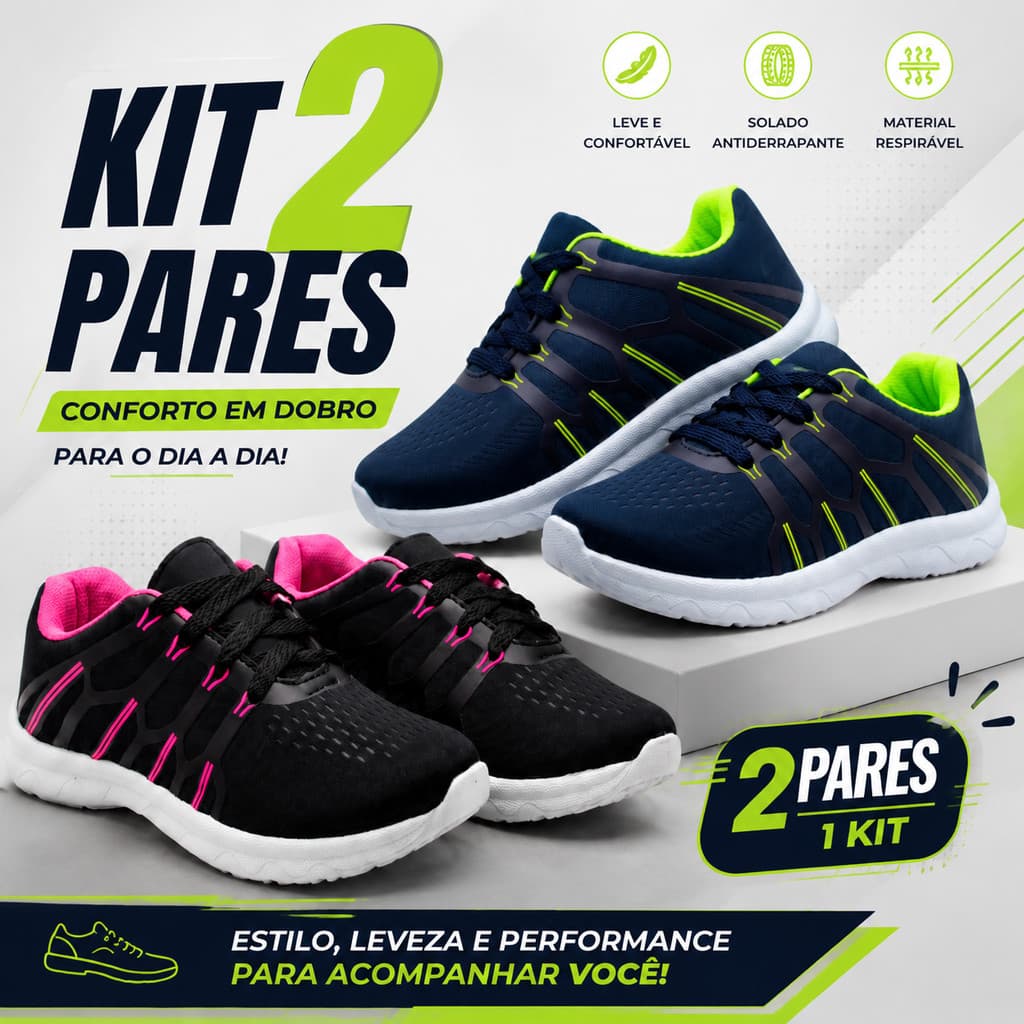 Kit 2 Tênis Infantil Menino Moderno Esportivo Original Para Uso Infantil