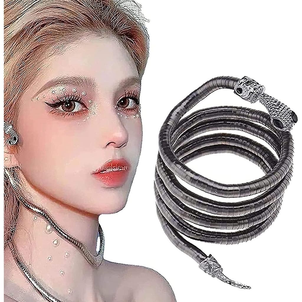 Colar de Cobra Criativo Lanmino, Colar de Cobra Punk, Colar Multifuncional, Colar de Cobra Flexível, Joia Choker, Pulsei