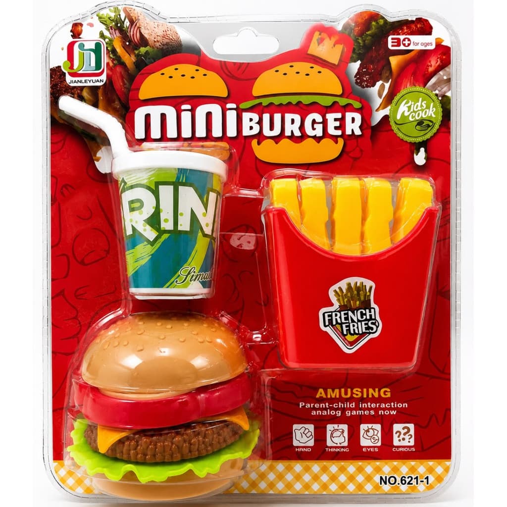 Brinquedo Cozinha Lanche Infantil de Mini Kitchen kit de cozinha Fast Food Sanduiche Batata Suco