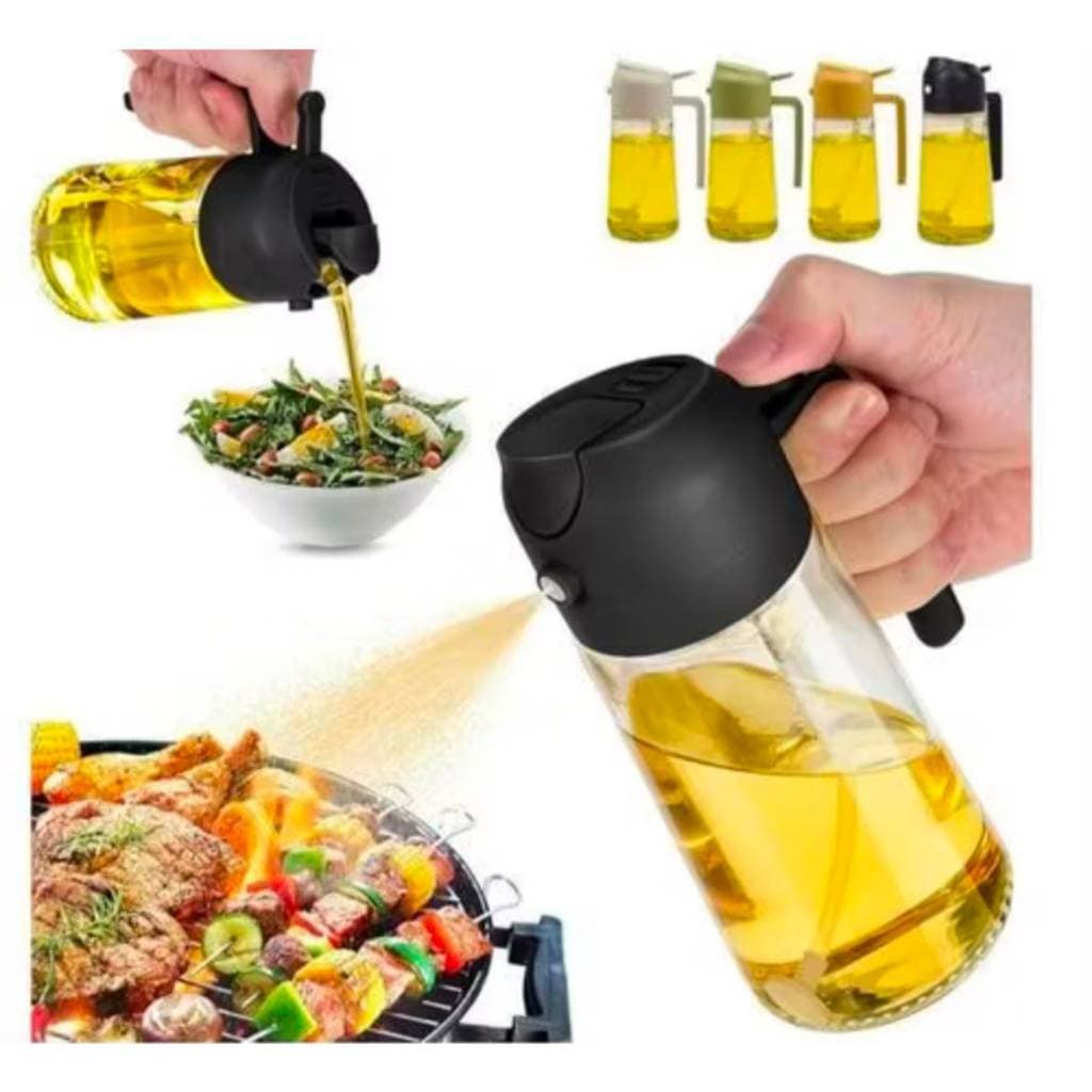 Galheteiro Porta Azeite e Vinagre com Tampa Dosadora – Dispenser de Vidro para Cozinha 500ml