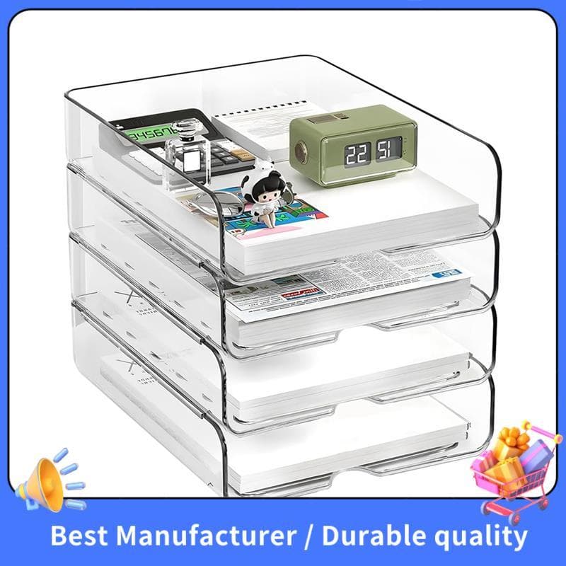 Organizador De Papel De 4 Camadas Para Mesa , Bandeja Empilhável Acessórios E Organizadores De Espaço De Trabalho
