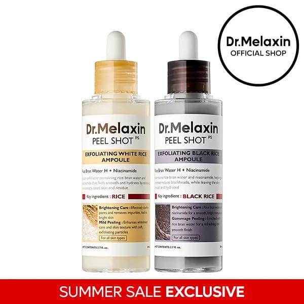 [Dr.Melaxin Oficial] Peel Shot Glow Rice Ampoule Duo – Cuidado Esfoliante Suave e Iluminador da Textura