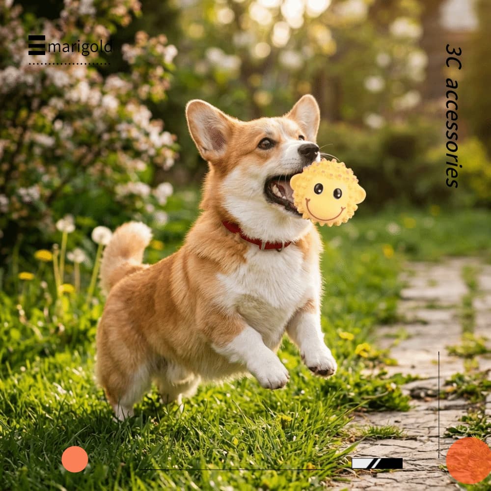 Brinquedo De Cachorro De Látex MARIGOLD , Estridente De Superfície De Cerdas De Cor Vívida Dentição De Formato Redondo D