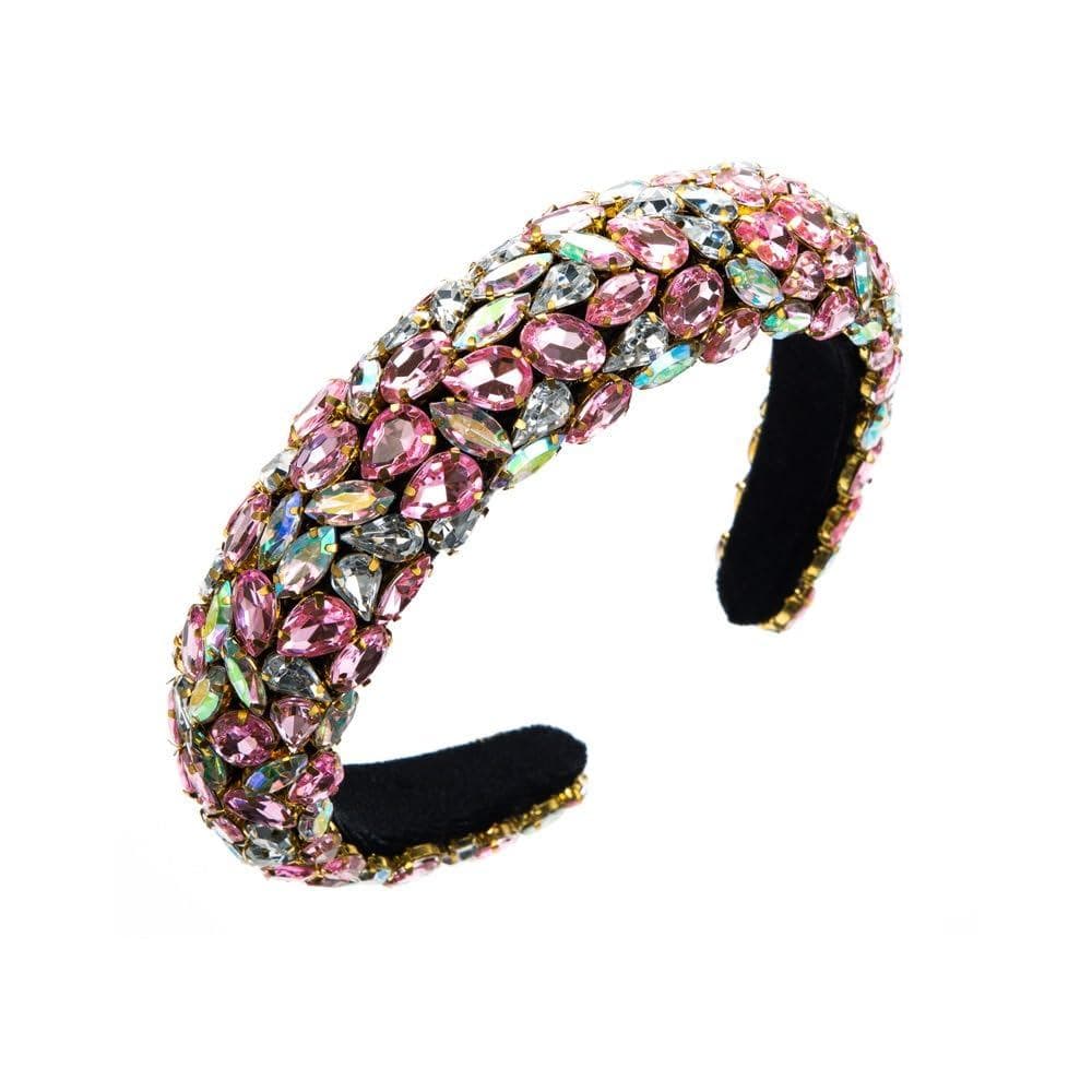 Tiara de Strass, Faixas de Cabelo Barrocas com Cristais, Tiara de Veludo Acolchoada com Strass de Cristal, para Mulheres