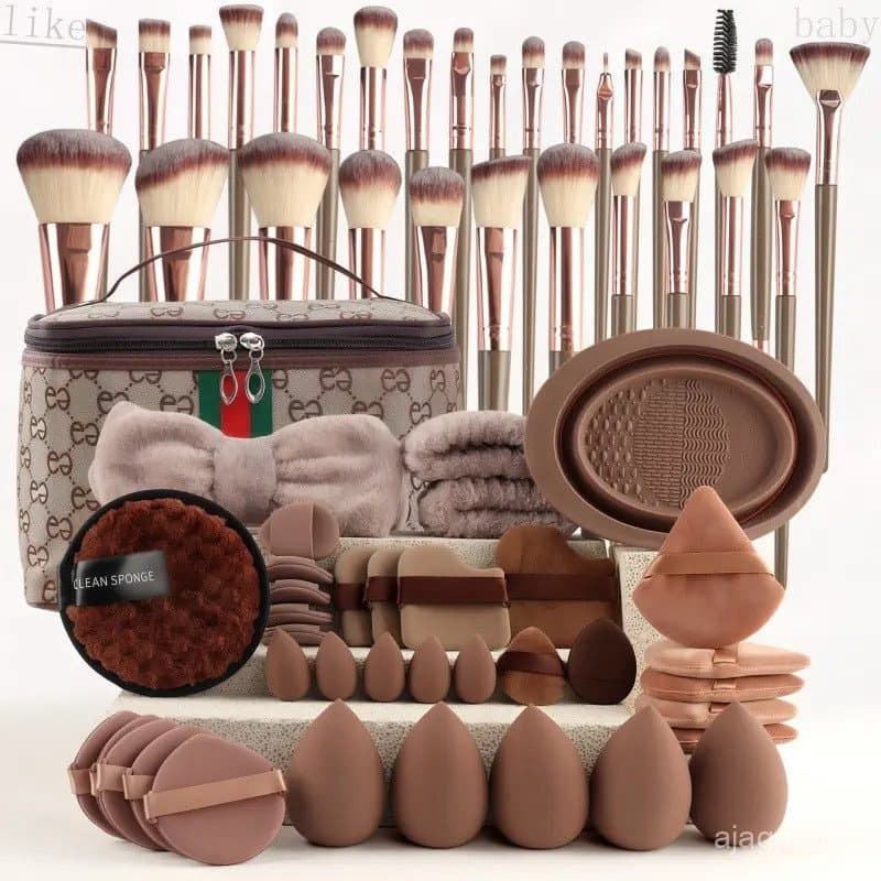 Conjunto de 67 pincéis de maquiagem, conjunto para aplicação de sombra e rosto, 30 pincéis marrons, pincéis de maquiagem