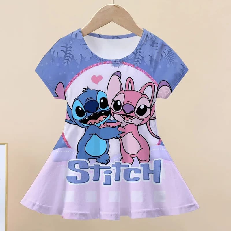 Stitch Verão Menina Saia 3D Impressão Bonito Vestido De Moda Tendência Roupas Infantis Festa Princesa