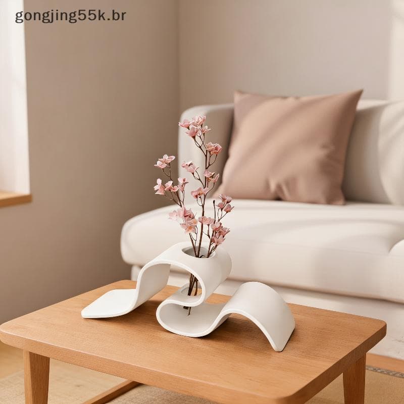 gon Ribbon Design 3D Impresso Vaso Moderno Minimalista Curvo Decoração Para Peça Central De Mesa De Restaurante br