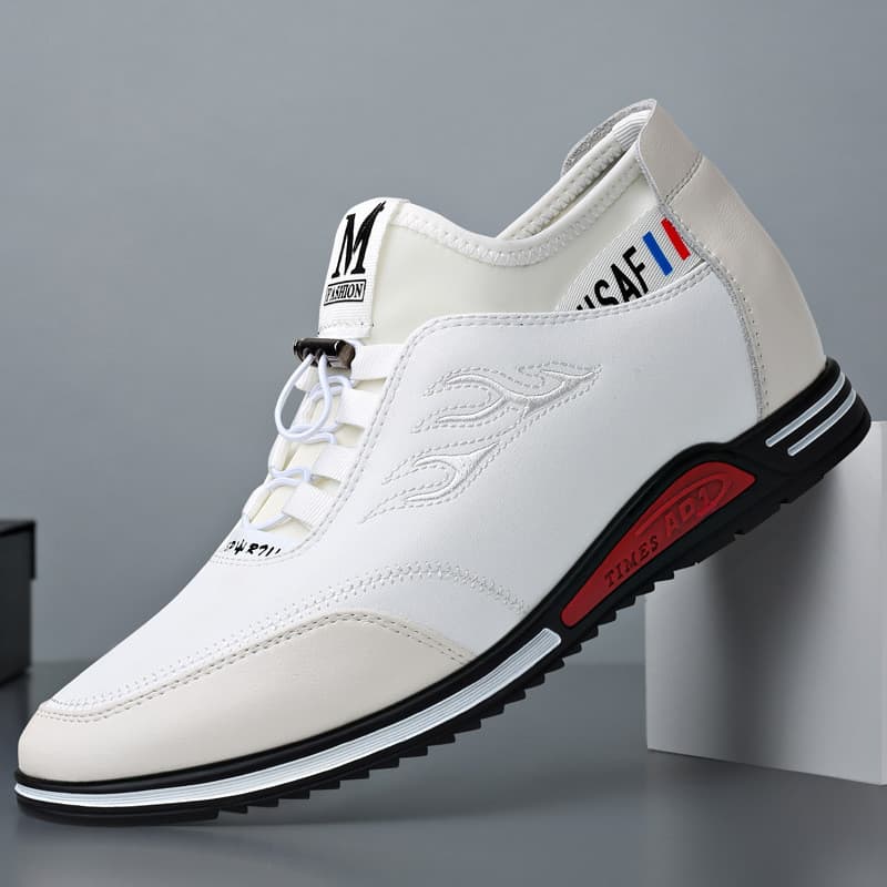 Sapatos de couro com aumento interno invisível masculino 6CM couro genuíno esportes sapatos casuais aumentando 8CM sapat