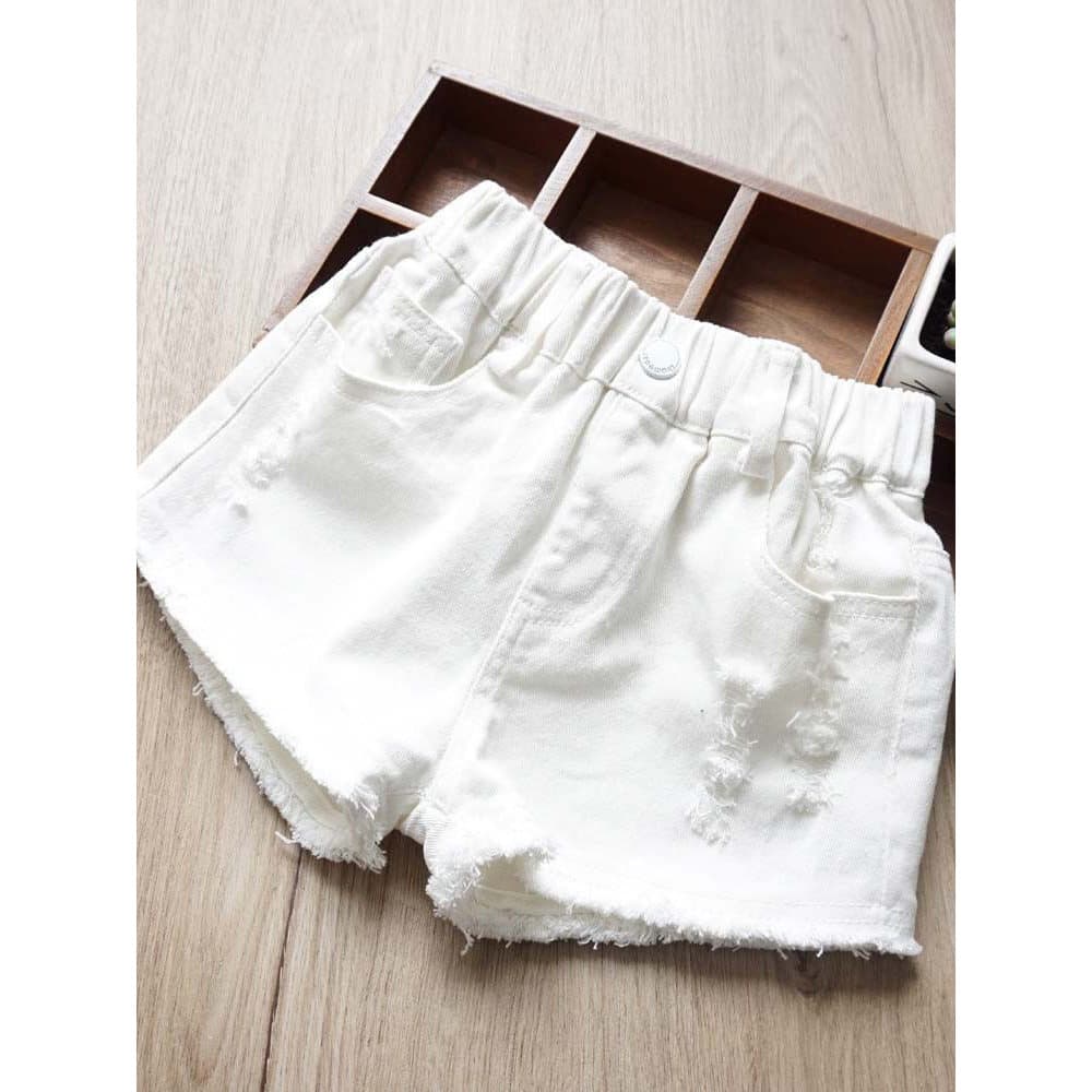 Meninas Shorts verão estilo fino 2026 novo estilo solto grandes crianças Jeans calças brancas verão exterior Wear anos d