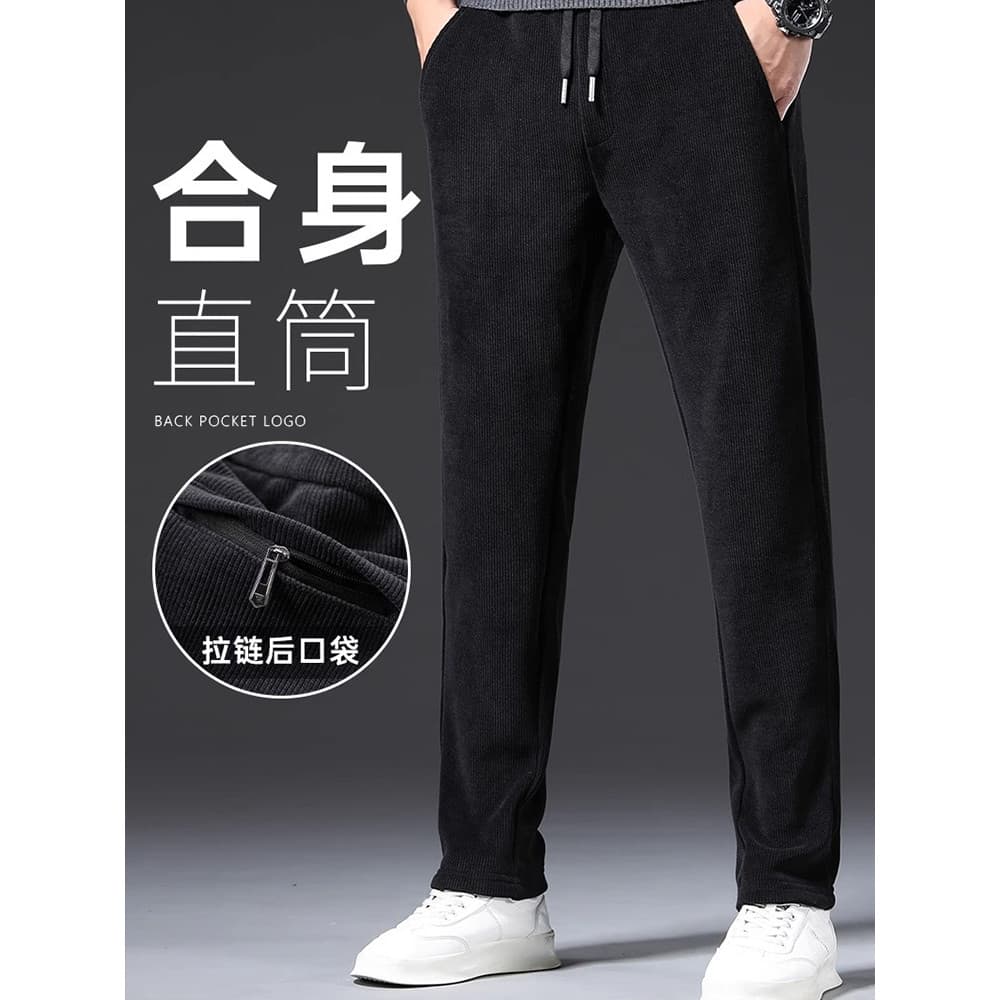 Calças de veludo masculinas primavera outono estilo em linha reta magro-ajuste calças masculinas outono calças casuais e