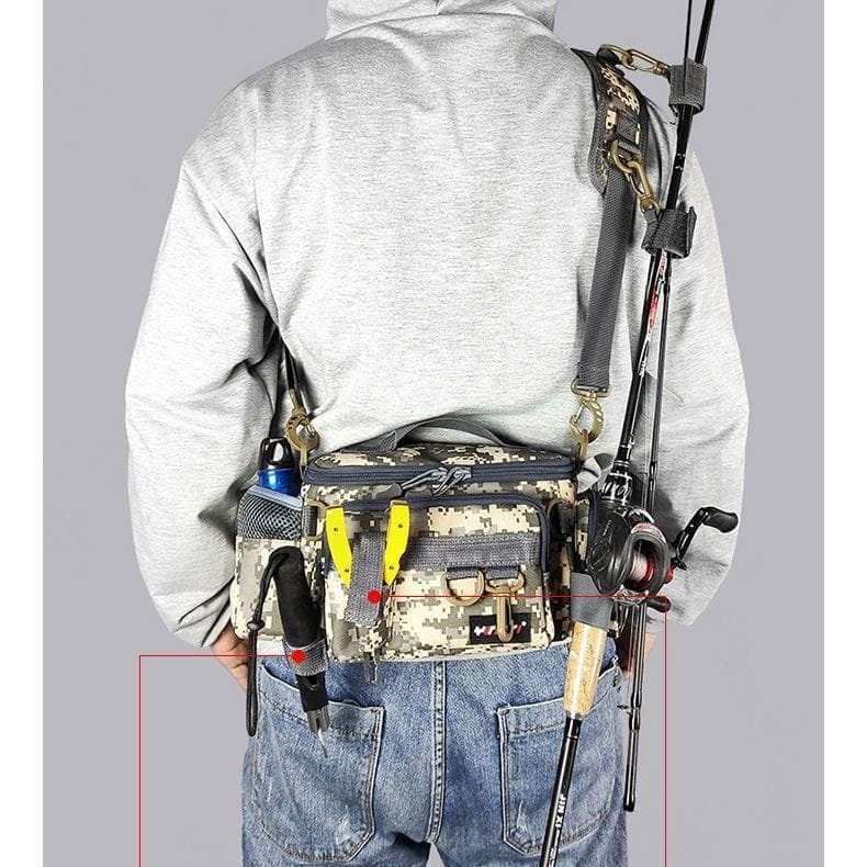 Bolsa para iscas, bolsa para vara de pesca, bolsa de cintura multifuncional pesca ao ar livre, transversal, m