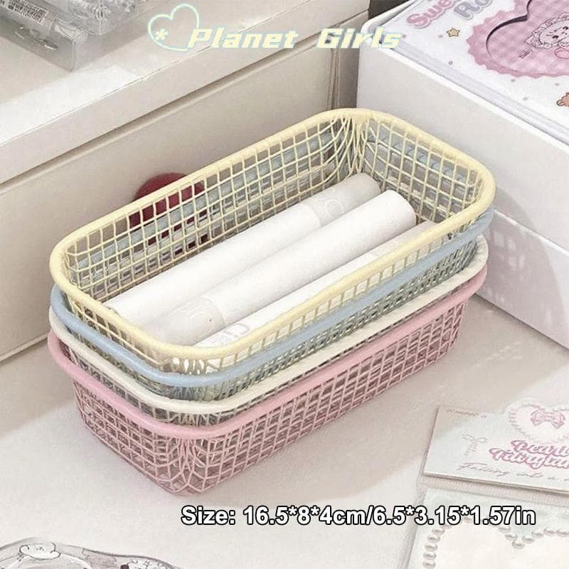 haostone Cesta De Armazenamento De Mesa INS Metal Diversos Organizador Photocard Caso Escritório Papelaria Suprimentos P