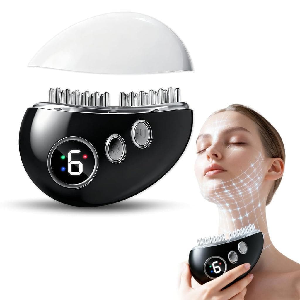 Escova facial para contorno linfático, massageador facial elétrico, 9 níveis de vibração, microcorrente e aquecimento, m