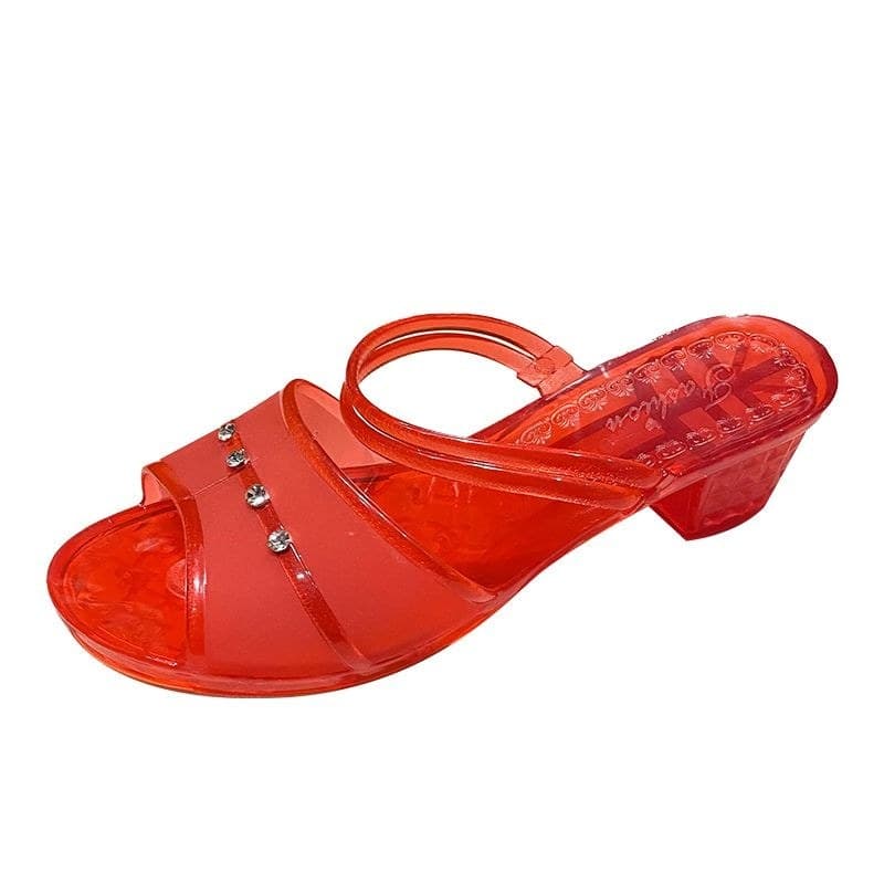 Sandálias de geléia de cristal mulheres uso exterior único sapatos dois wear diário antiderrapante desodorante confortáv