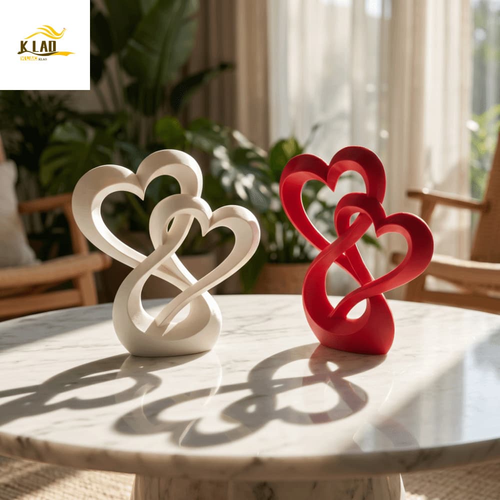 Ornamento Interior Do Carro KLAOSD , De Coração Duplo Criativo Doce , Decoração Em Miniatura De Amor Impresso 3D