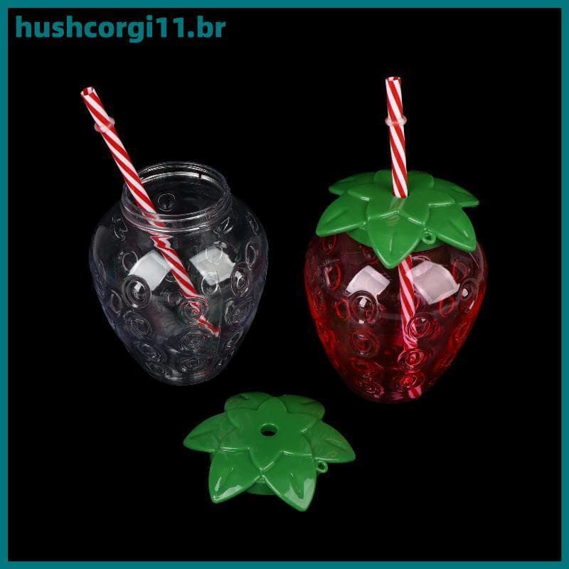 Garrafa De Água HUSH Strawberry Design Com Canudo Integrado E Portátil Para Fácil Transporte BR