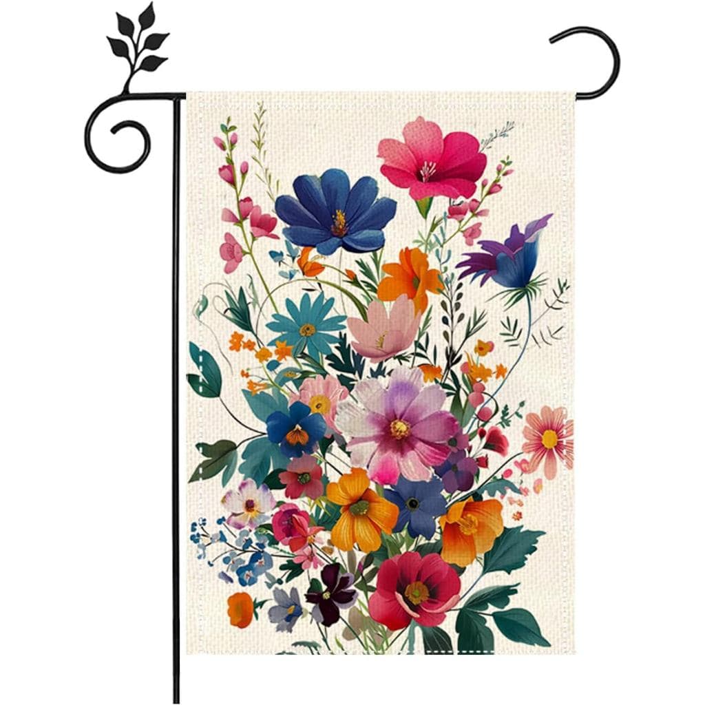 Bandeira de Jardim Floral de Boas-Vindas Primavera Verão 12x18 Polegadas Dupla Face com Flores Margaridas para Decoração