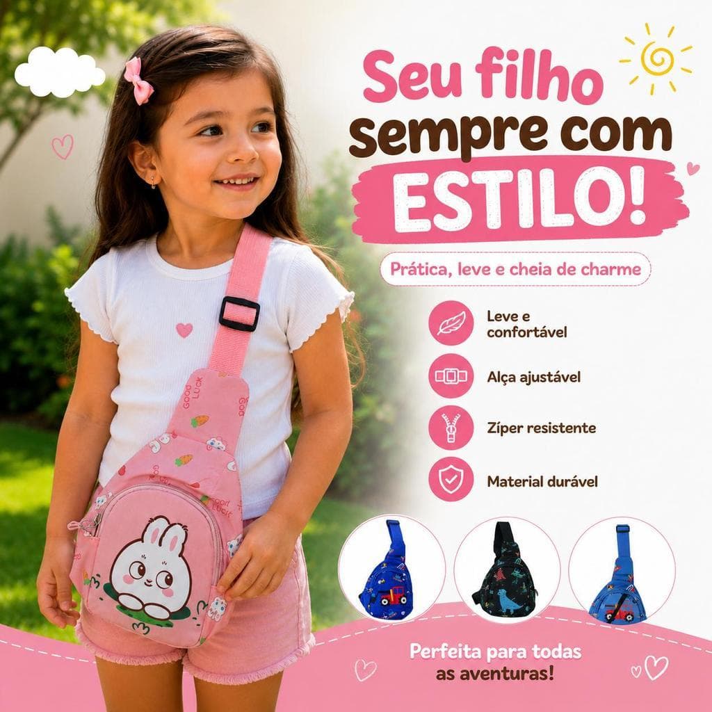 Bolsa Crossbody Infantil Estampada De Ombro Ajustável Durável  Para Meninos E Meninas