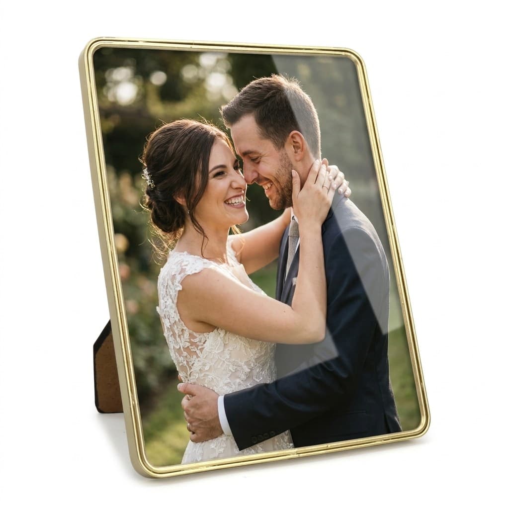 Porta Retrato 15x20 Dourado Metal Moldura Estilo Borda Suave