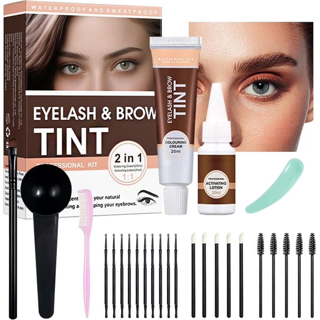 Kit de Tintura para Cílios e Sobrancelhas 2 em 1, Tintura para Cílios e Sobrancelhas, Tintura Semi-permanente para Cílio