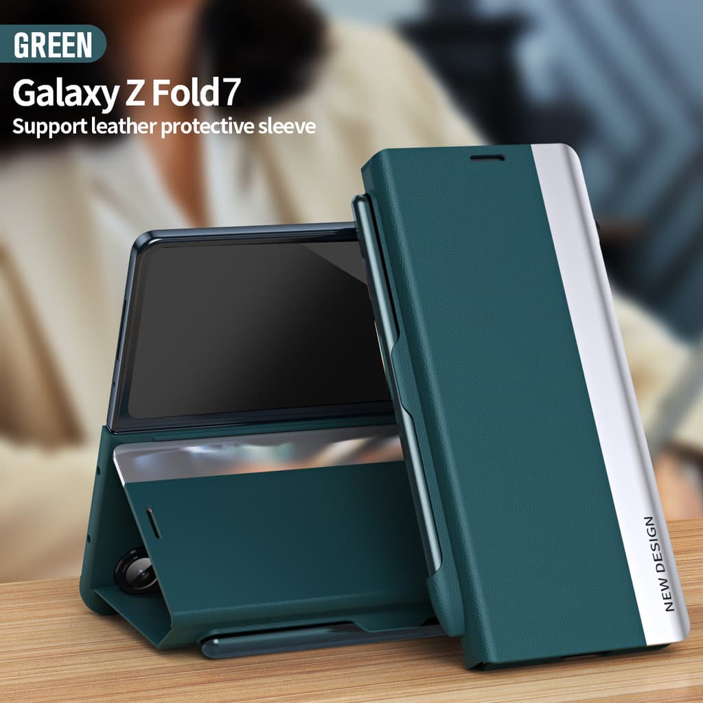 Busniess Capa Protetora Completa De Telefone De Luxo Para Samsung Galaxy Z Fold 7 8 S Slot Caneta , Suporte De Couro PU