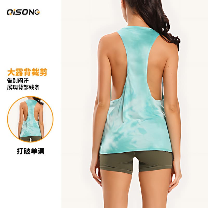 Novo estilo Tie-Dye impresso colete esportivo feminino Cross-Border europeu americano de secagem rápida correndo solto Y
